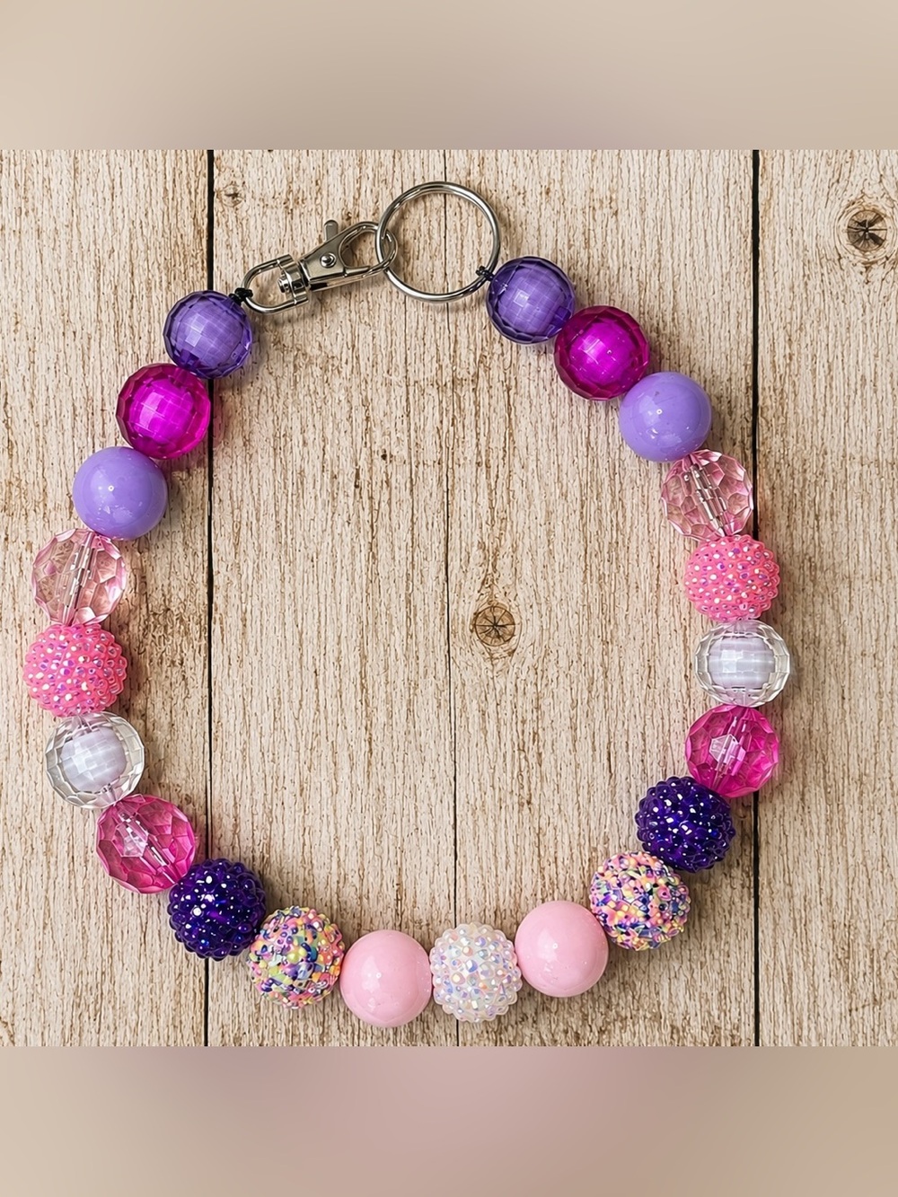 Dog Beaded Necklace - Pink & Purple